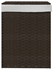 sötétbarna polyrattan szennyeskosár fedéllel 46x33x60 cm