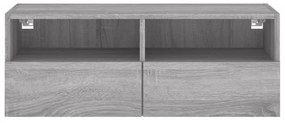 szürke sonoma színű szerelt fa fali TV-szekrény 80 x 30 x 30 cm
