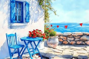 Vászonkép Canvas Tájkép Görögország Tenger Kilátás Tengerpart Pihenés 60x40