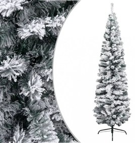 zöld PVC vékony műkarácsonyfa hóval 180 cm