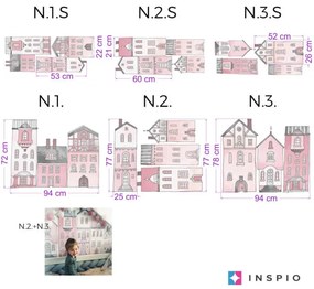 INSPIO Gyerekszoba falmatrica - Rózsaszín házak