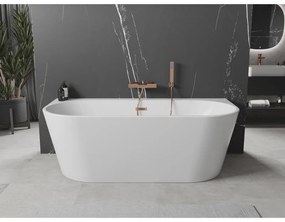 Mexen Oval+, falon álló szabadon álló kád 170 x 80 cm, fehér fényes, rézmatt túlfolyó, 52681708000-65