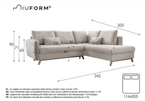 Scandic Lagom L narancssárga kinyitható kanapé, jobb oldalas - Miuform