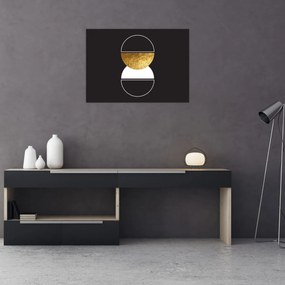 Üveg kép - Absztrakció arany és fekete N⁰2 (70x50 cm)