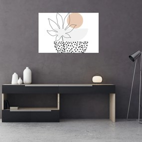 Kép - Vonal művészet virágok N⁰3 (90x60 cm)