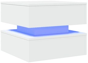 Fehér dohányzóasztal LED-lámpákkal 50 x 50 x 40 cm