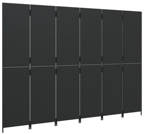 fekete 6-paneles polyrattan térelválasztó
