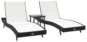 Napágyak 3 pcs Fekete és Fehér 40 x 40 x 40.5 cm polirattan
