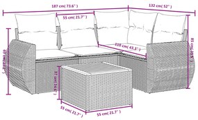 5 részes bézs polyrattan kerti ülőgarnitúra párnákkal