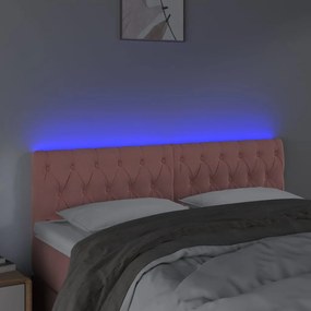 rózsaszín bársony LED-es fejtámla 144 x 7 x 78/88 cm
