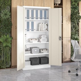 Fém iratszekrény JAN H, 900 x 1950 x 400 mm, Eco Design: fehér/ sonoma tölgy