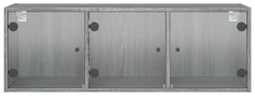 szürke sonoma színű faliszekrény üvegajtókkal 102 x 37 x 35 cm