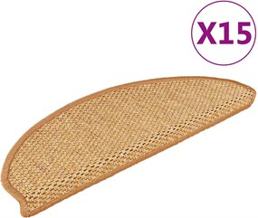 vidaXL 15 db szizálhatású szizálszínű öntapadó lépcsőszőnyeg 65x21x4cm