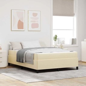 Boxrugós ágy Krém és fekete 140 x 190 cm Textil és mérnöki fa