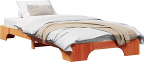 vidaXL Ágykeret Faggyú barna 90 x 200 cm Tömör fenyőfa