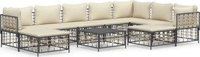 vidaXL 10 részes antracitszürke polyrattan kerti ülőgarnitúra párnával