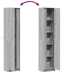 szürke sonoma szerelt fa LED-es magasszekrény 41,5x32,5x200 cm