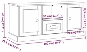 magasfényű fehér szerelt fa TV-szekrény 100 x 35,5 x 45 cm