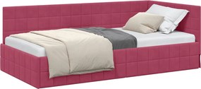vidaXL Sarokágy keret fejtámlával Bordó 90 cm x 200 cm Bársony