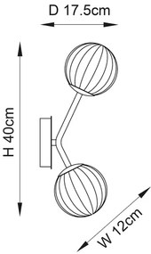 Endon 96691 - NORTHWEST fali lámpa 2xG9/3W/230V aranyszínű