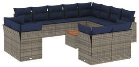 13 részes szürke polyrattan kerti ülőgarnitúra párnákkal