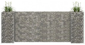 H alakú acéldrót virágtartó gabion 260 x 40 x 100 cm