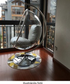 Függő fotel állvánnyal, átlátszó/ezüst/szürke, BUBBLE NEW TYP 3