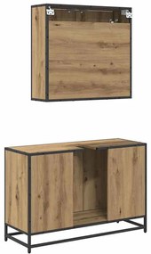 Fürdőszoba bútor szett 2 pcs kézműves tölgy 90 x 33 x 60 cm