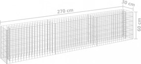 horganyzott acél gabion magaságyás 270 x 30 x 60 cm