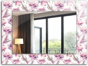 Dekoratív fali tükör nyomott mintás dekor 80x60 Lila virágos minták