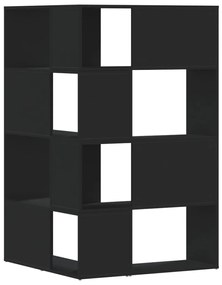 4 szintes fekete szerelt fa sarokkönyvespolc 85 x 85 x 140 cm