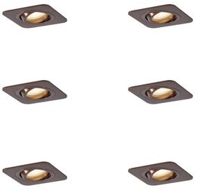 6 darabos, lekerekĂtett, sötĂ©t bronz, sĂŒllyesztett spotlĂĄmpa szett GU10 50mm IP44 - Alberto