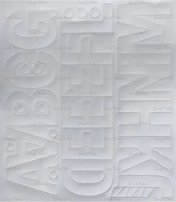 Öntapadós matrica, 5 cm-es, betűlap, ABC első fele, fehér (LUIN135)