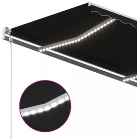 antracitszürke kézzel kihúzható LED-es napellenző 4 x 3,5 m