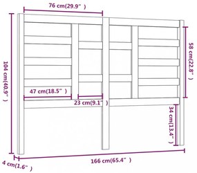 fekete tömör fenyőfa ágyfejtámla 166 x 4 x 104 cm
