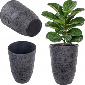 Virágtartó Fedő Magas Fekete 35 x 50 cm Kő Utánzat