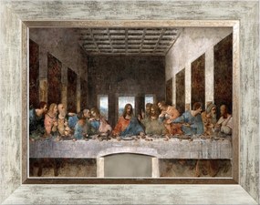 Utolsó Vacsora Vallásos Vászonkép Fehér Díszkeretben 30X40