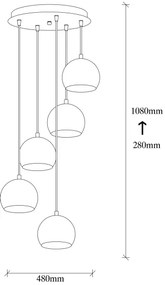 Csillár zsinóron SIVANI 5xE27/40W/230V réz