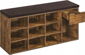 Cipőtartó állvány fiókkal és nyitott rekesszel 30x104x48