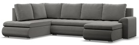 Tokio U sarokkanapé, 3 ágyneműtartóval, bársony, baloldali, világosszürke