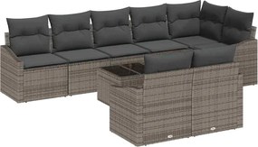vidaXL Kanapé Szett párnával 9 pcs Szürke polirattan