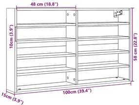 betonszürke szerelt fa vitrinszekrény 100 x 15 x 58 cm