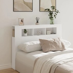 fehér szerelt fa LED-es fejtámla 140x18,5x103,5 cm