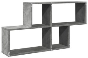 betonszürke szerelt fa fali polc 100 x 20 x 53 cm