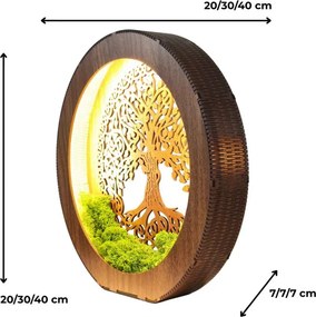 Életfa LED lámpa fából és mohából | ZIVENA