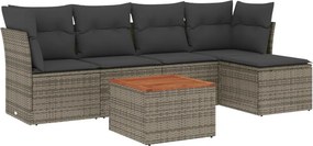 vidaXL 6 részes szürke polyrattan kerti ülőgarnitúra párnákkal