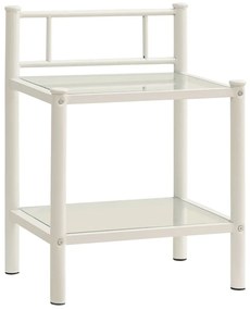 2 db fehér és átlátszó fém és üveg éjjeliszekrény