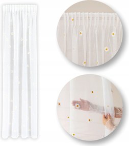 Szalagra kész függöny etamin margaréta mintás 140x250 Bellis