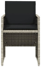 4 db világosszürke polyrattan kerti szék párnával