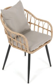 Kerti szék, fém, polyrattan, bézs, AZ-F1406 NAT